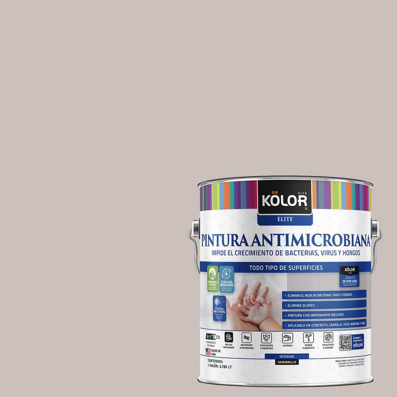 KOLOR - Pintura Antimicrobiana Semibrillante 1 galón(es) Gris Belarus