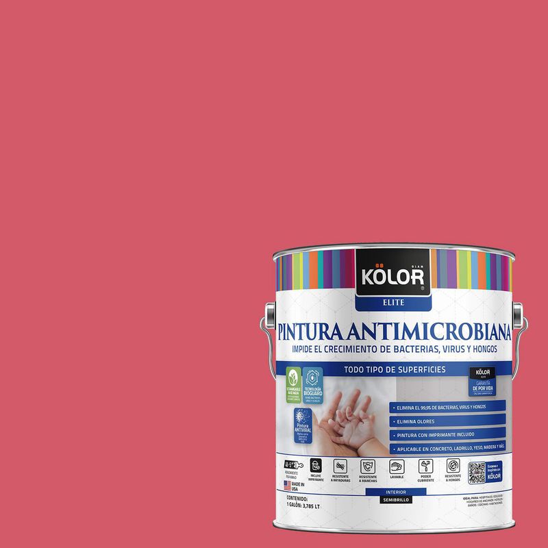KOLOR - Pintura Antimicrobiana Semibrillante 1 galón(es) Rojo Montreal