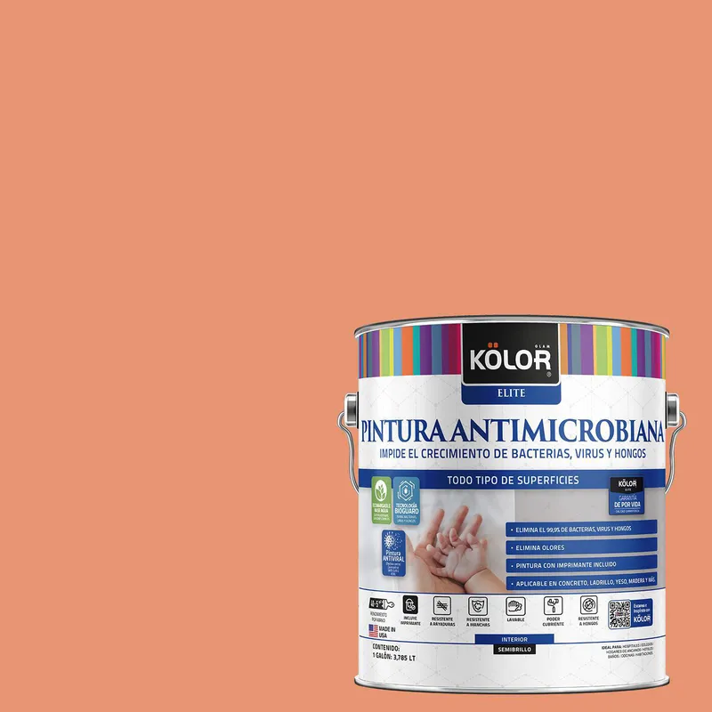 KOLOR - Pintura Antimicrobiana Semibrillante 1 galón(es) Naranjo Cagliari 