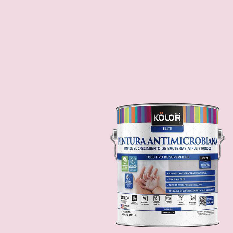 KOLOR - Pintura Antimicrobiana Semibrillante 1 galón(es) Rosado Barasat