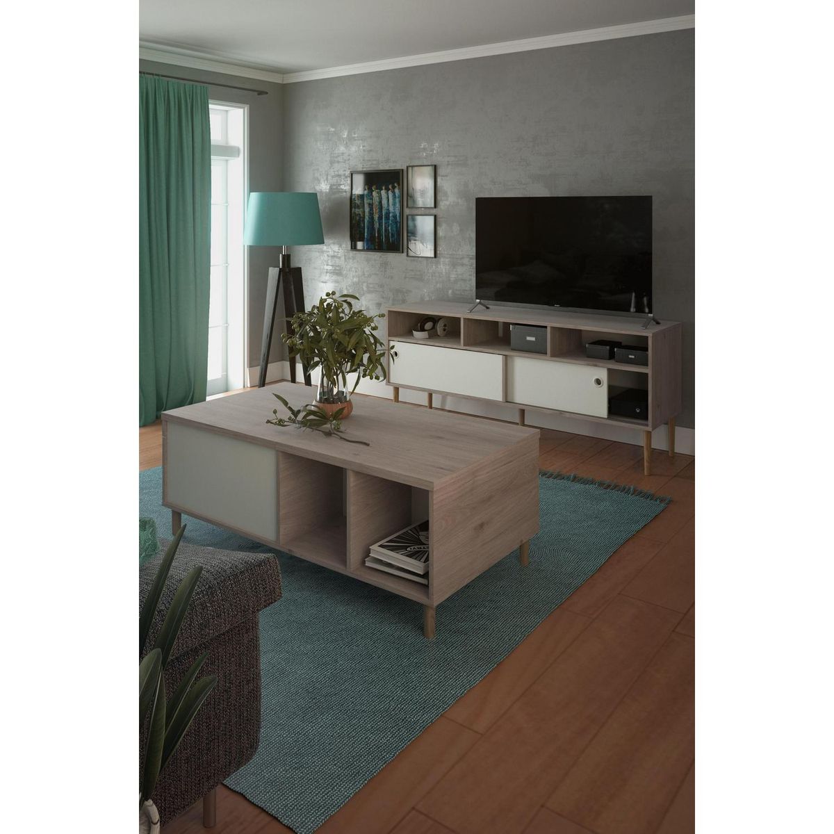 TVILUM - Mesa de Centro 119x60x44 cm