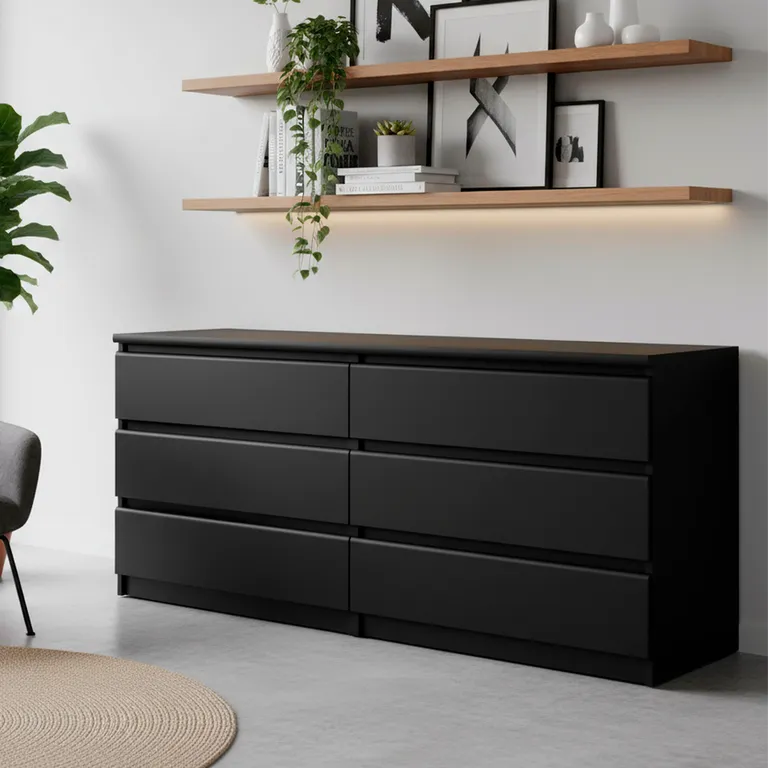 TVILUM Cómoda 6 Cajón(es) 70296gm 153.8x70.1x50 cm Negro