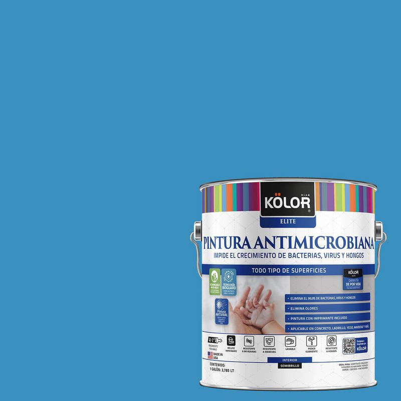 KOLOR - Pintura Antimicrobiana Semibrillante 1 galón(es) Azul Rohtak