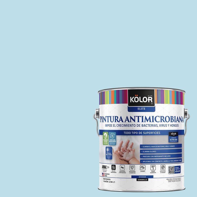 KOLOR - Pintura Antimicrobiana Semibrillante 1 galón(es) Celeste Sagar 