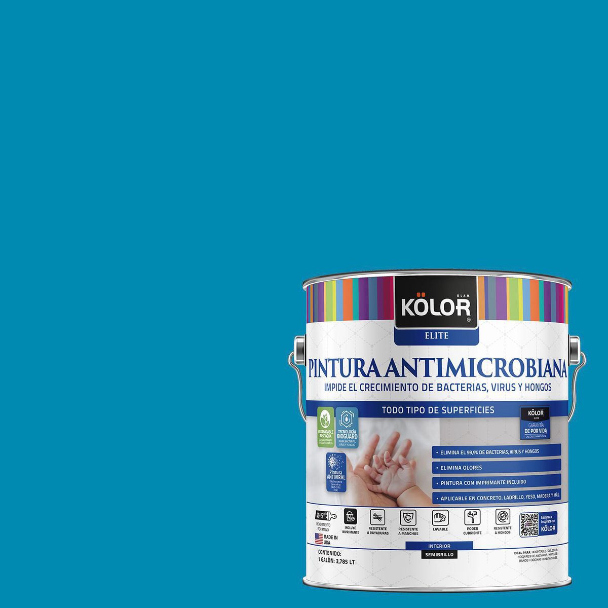 Pintura Antimicrobiana 1 galón(es) Semibrillante Celeste Tamuning, marca KOLOR - Foto Principal