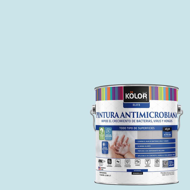 KOLOR - Pintura Antimicrobiana Semibrillante 1 galón(es) Celeste Rourkela