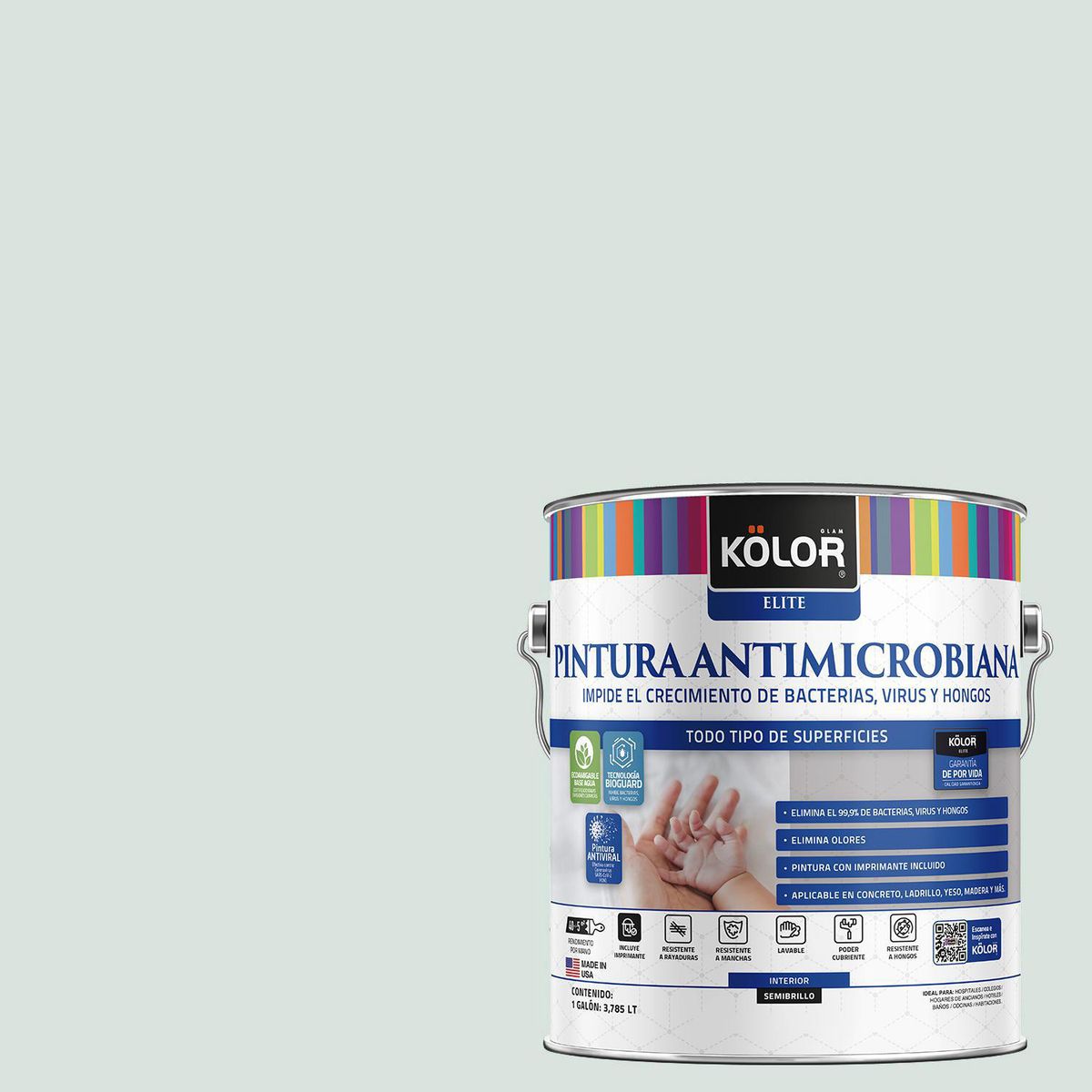 KOLOR - Pintura Antimicrobiana 1 galón(es) Semibrillante Verde Vidin