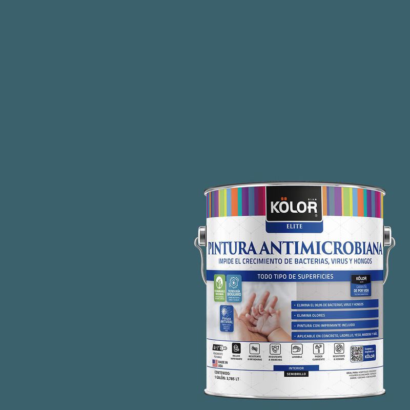 KOLOR - Pintura Antimicrobiana Semibrillante 1 galón(es) Verde Beijing
