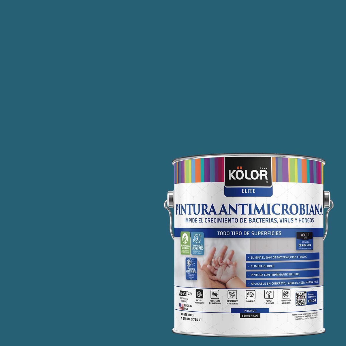 KOLOR - Pintura Antimicrobiana Semibrillante 1 galón(es) Verde Viveiro 
