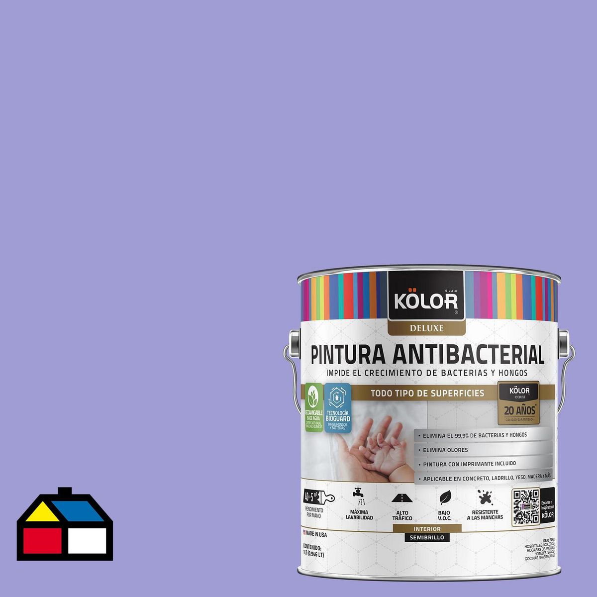 KOLOR - Pintura Antimicrobiana 1 galón(es) Semibrillante Púrpura Tabaquite