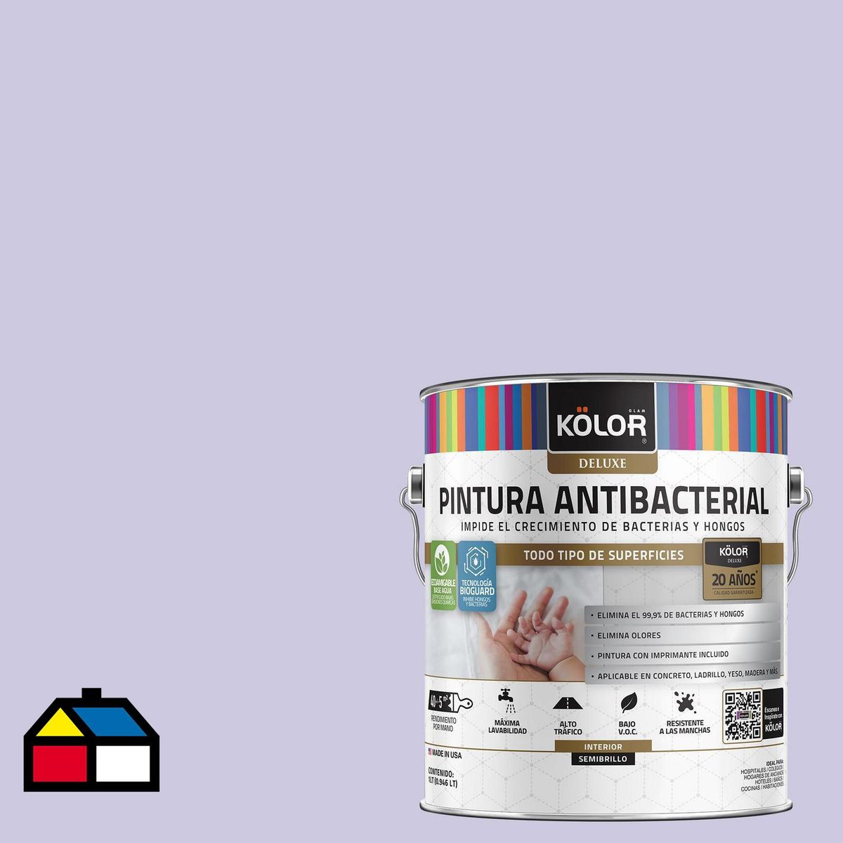 KOLOR - Pintura Antimicrobiana 1 galón(es) Semibrillante Púrpura Purnia