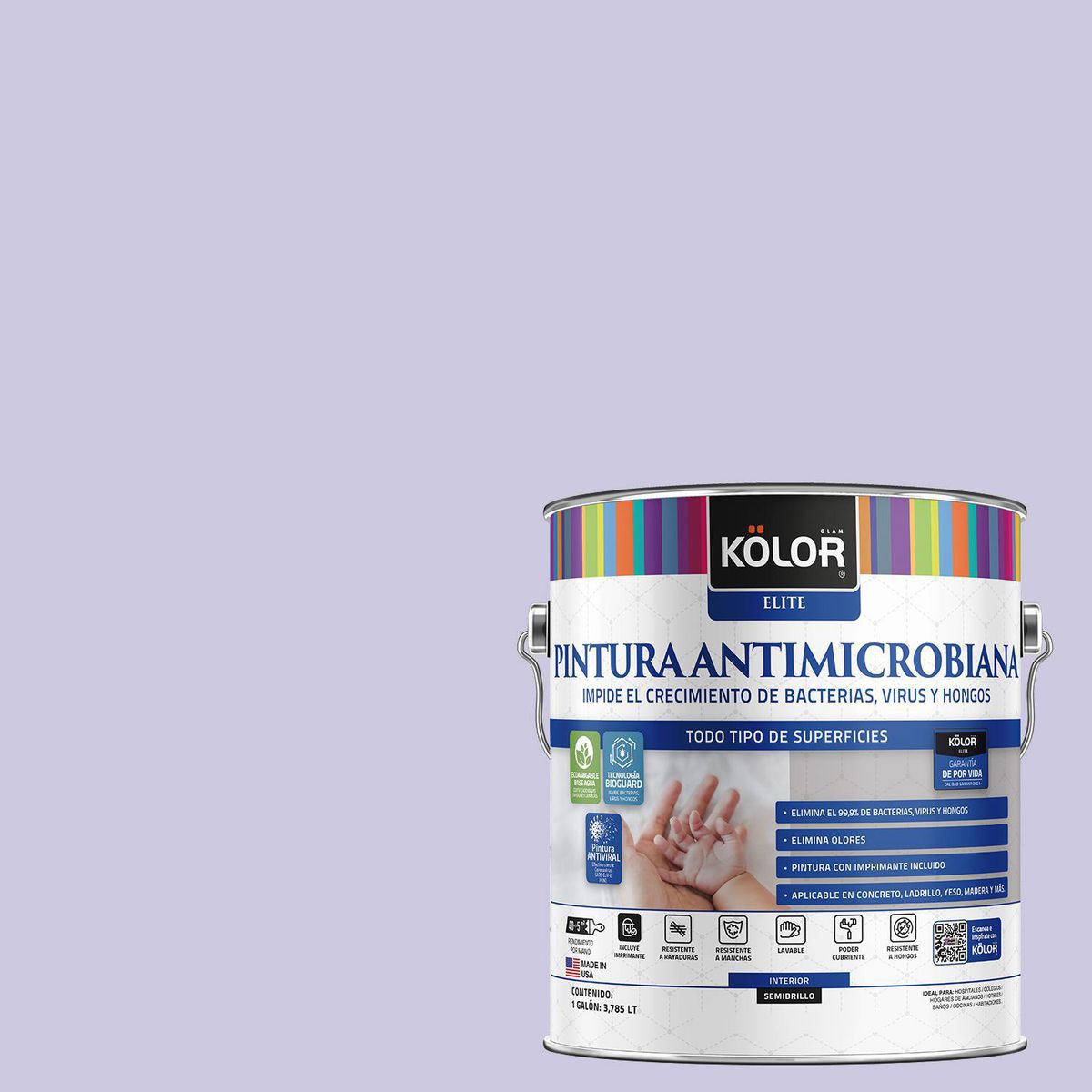 KOLOR - Pintura Antimicrobiana 1 galón(es) Semibrillante Púrpura Purnia