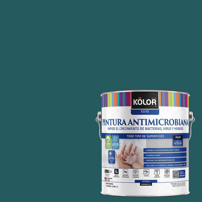 KOLOR - Pintura Antimicrobiana Semibrillante 1 galón(es) Verde Lugo