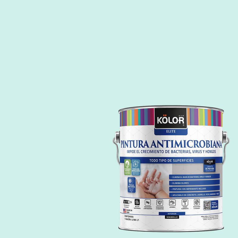 KOLOR - Pintura Antimicrobiana Semibrillante 1 galón(es) Verde Gaya