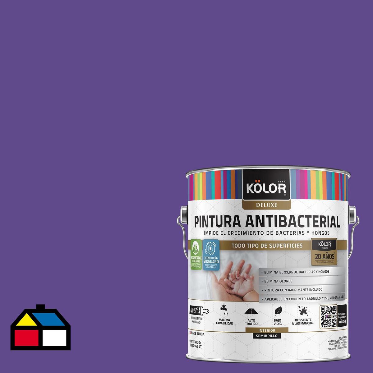KOLOR - Pintura Antimicrobiana 1 galón(es) Semibrillante Púrpura Armenia