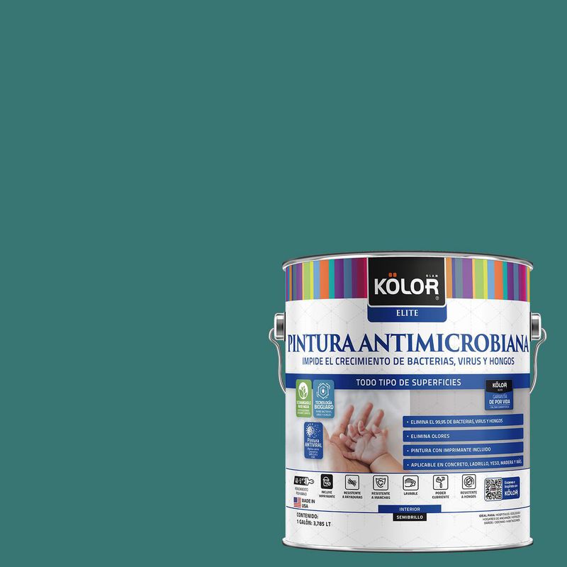 KOLOR - Pintura Antimicrobiana Semibrillante 1 galón(es) Verde Hirakata 
