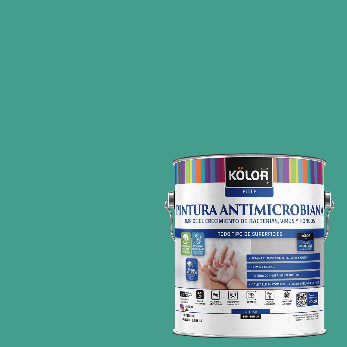 KOLOR - Pintura Antimicrobiana 1 galón(es) Semibrillante Verde Kasilof