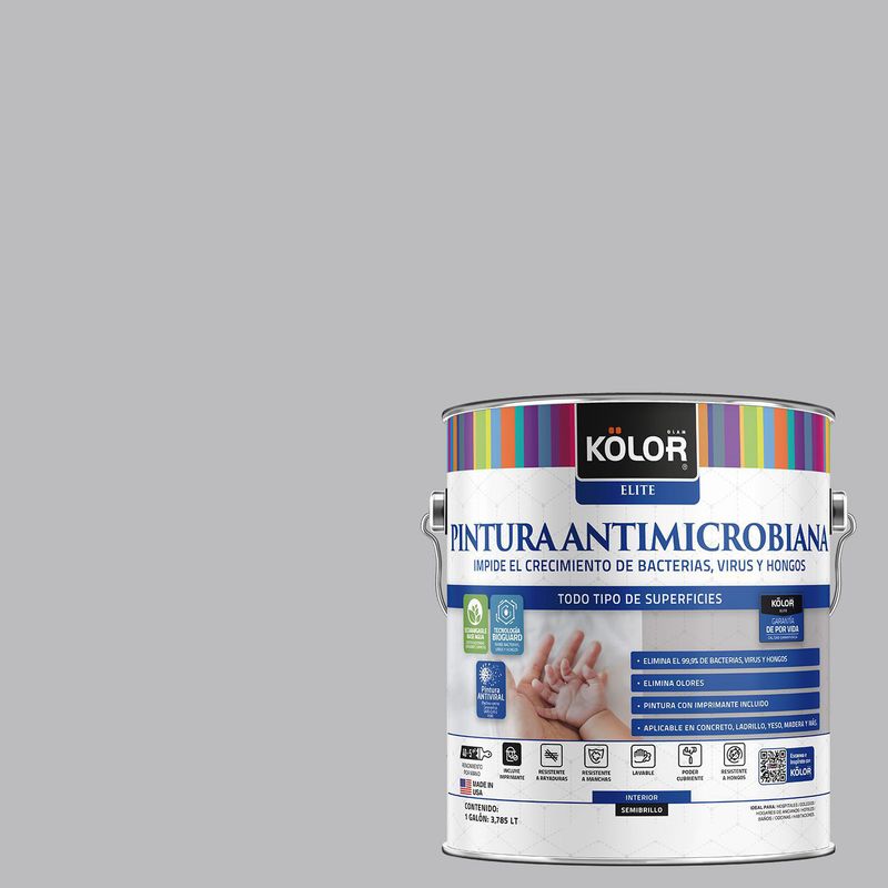 KOLOR - Pintura Antimicrobiana Semibrillante 1 galón(es) Gris Qatar