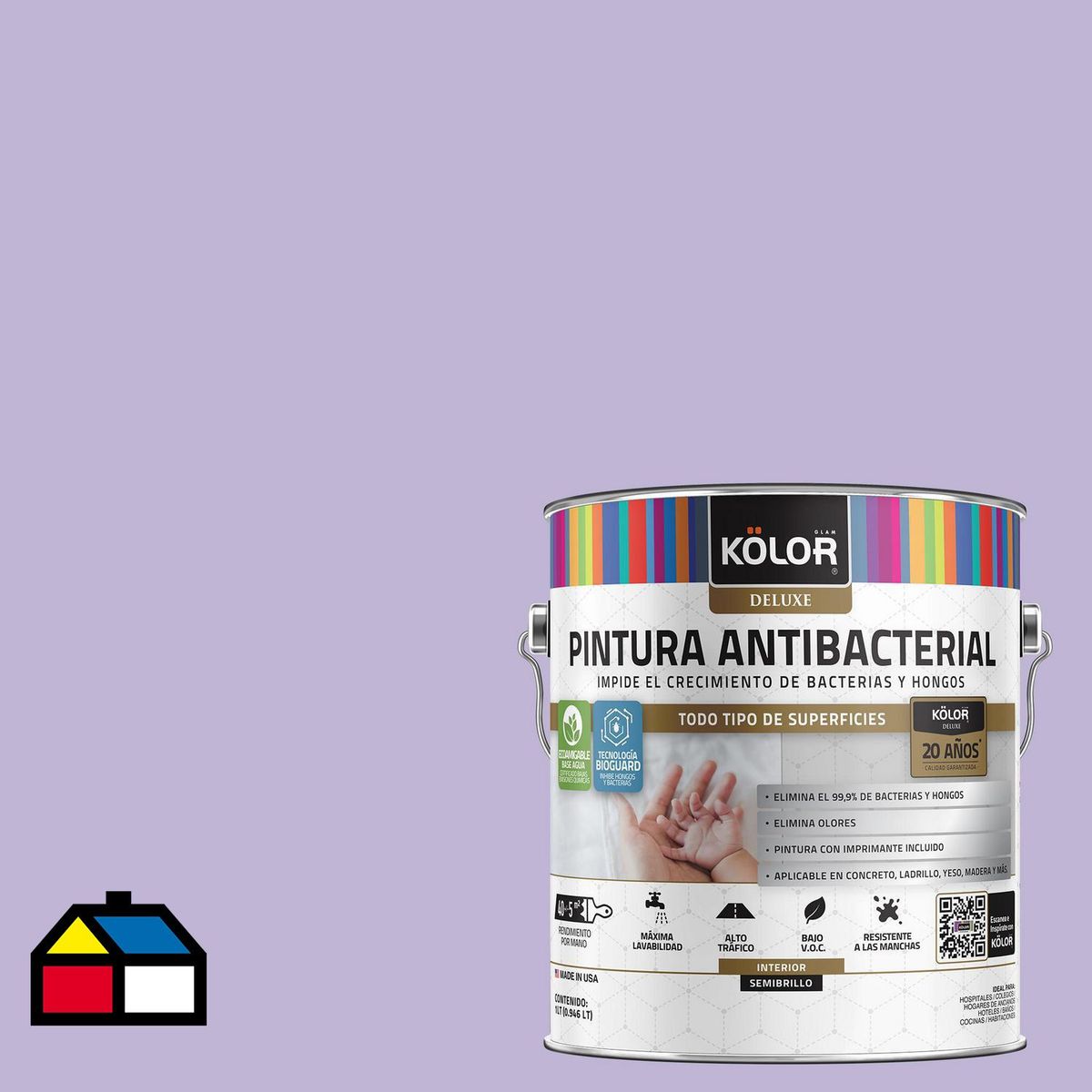 Pintura Antimicrobiana 1 galón(es) Semibrillante Púrpura Angola, marca KOLOR - Foto 2