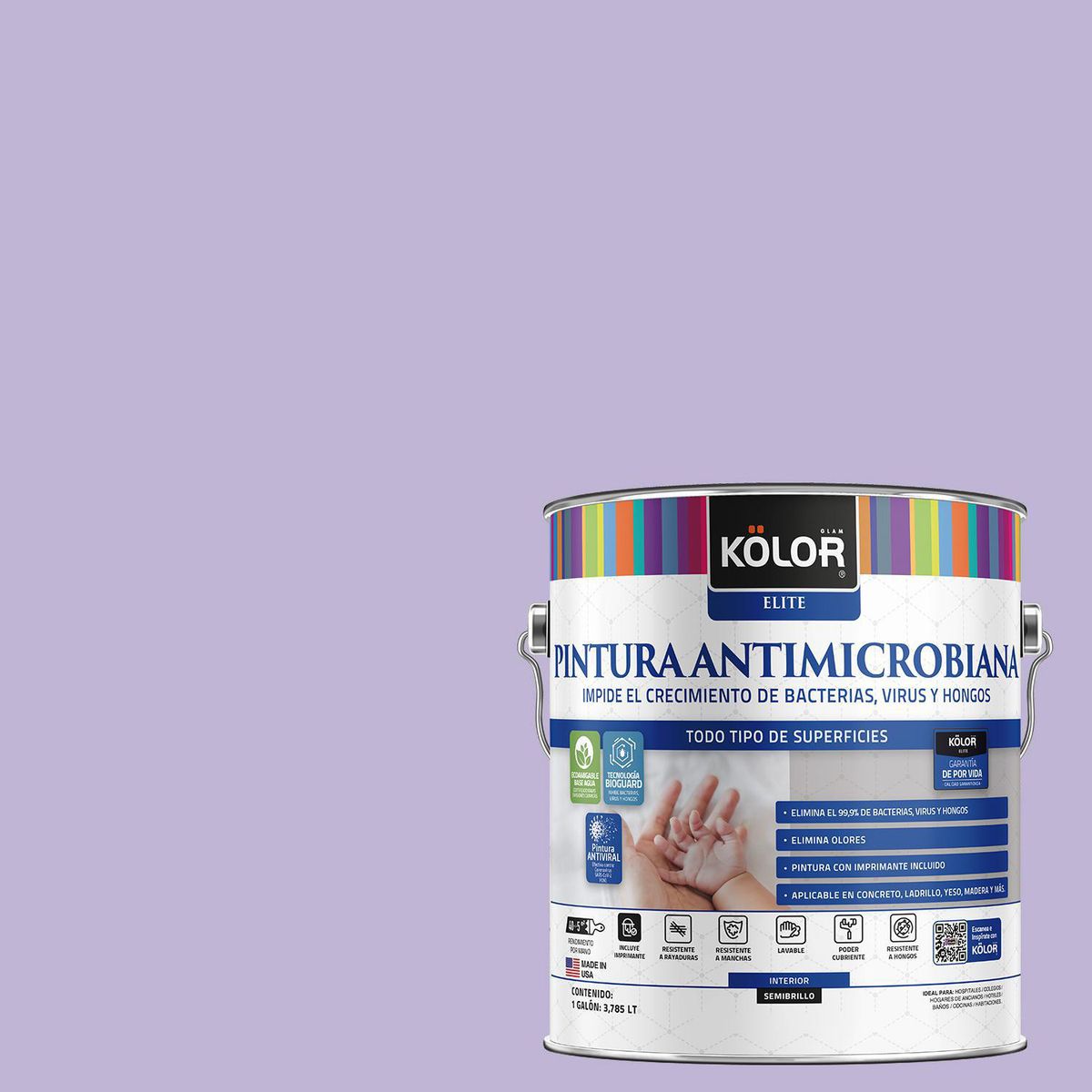 Pintura Antimicrobiana 1 galón(es) Semibrillante Púrpura Angola, marca KOLOR - Foto Principal