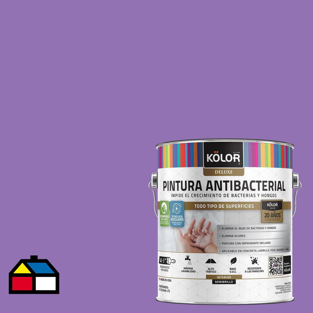 KOLOR - Pintura Antimicrobiana 1 galón(es) Semibrillante Púrpura Patna
