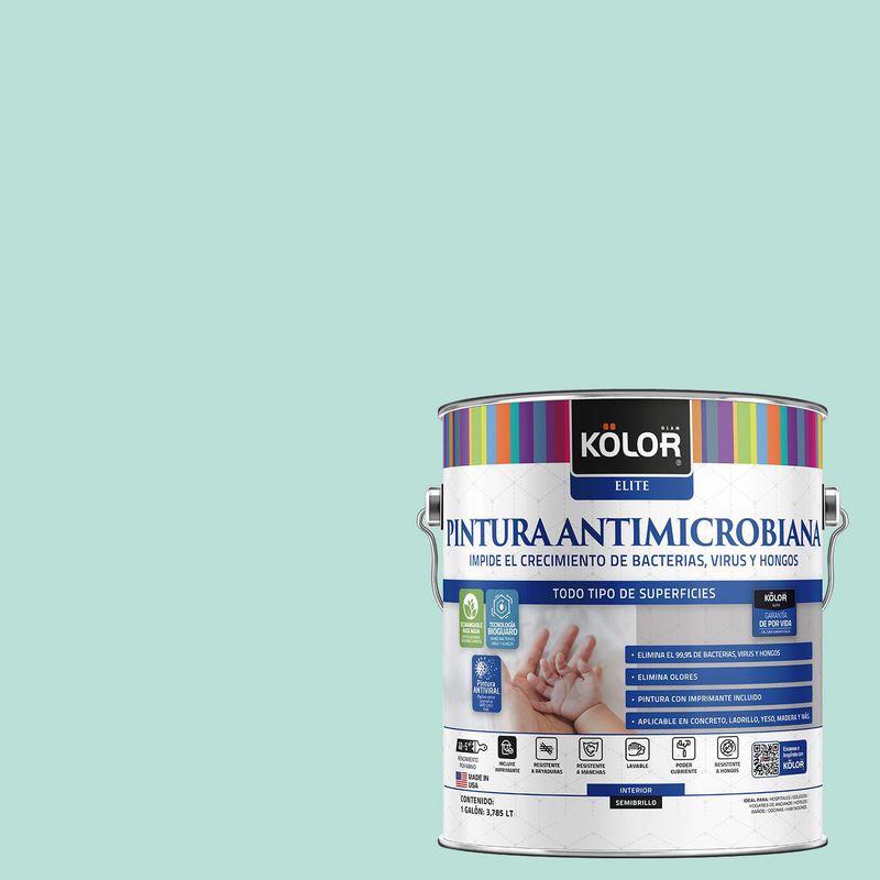 KOLOR - Pintura Antimicrobiana Semibrillante 1 galón(es) Verde Cremona 