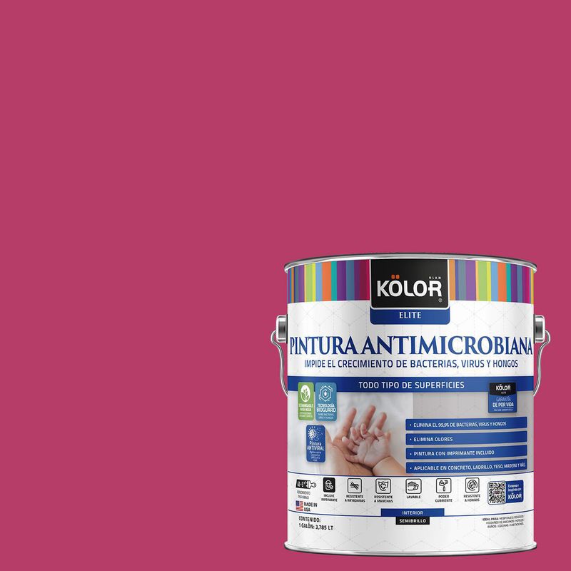 KOLOR - Pintura Antimicrobiana Semibrillante 1 galón(es) Fucsia Fiji