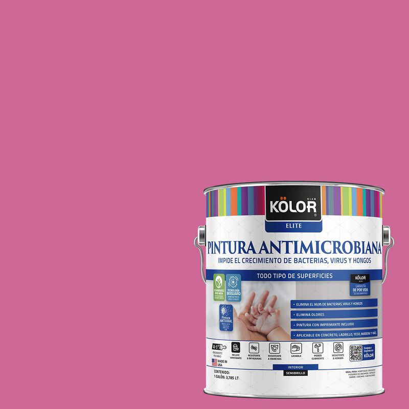 KOLOR - Pintura Antimicrobiana Semibrillante 1 galón(es) Fucsia Slana 