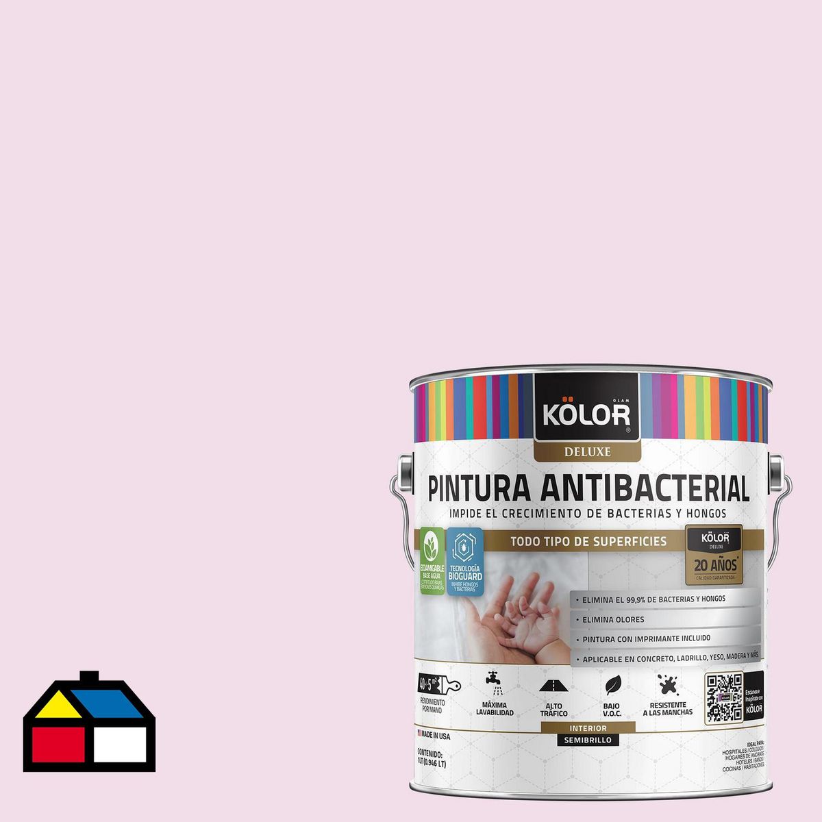 KOLOR - Pintura Antimicrobiana 1 galón(es) Semibrillante Rosado Cabo Verde