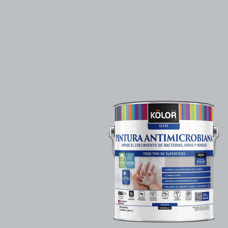 KOLOR - Pintura Antimicrobiana Semibrillante 1 galón(es) Gris Kosovo
