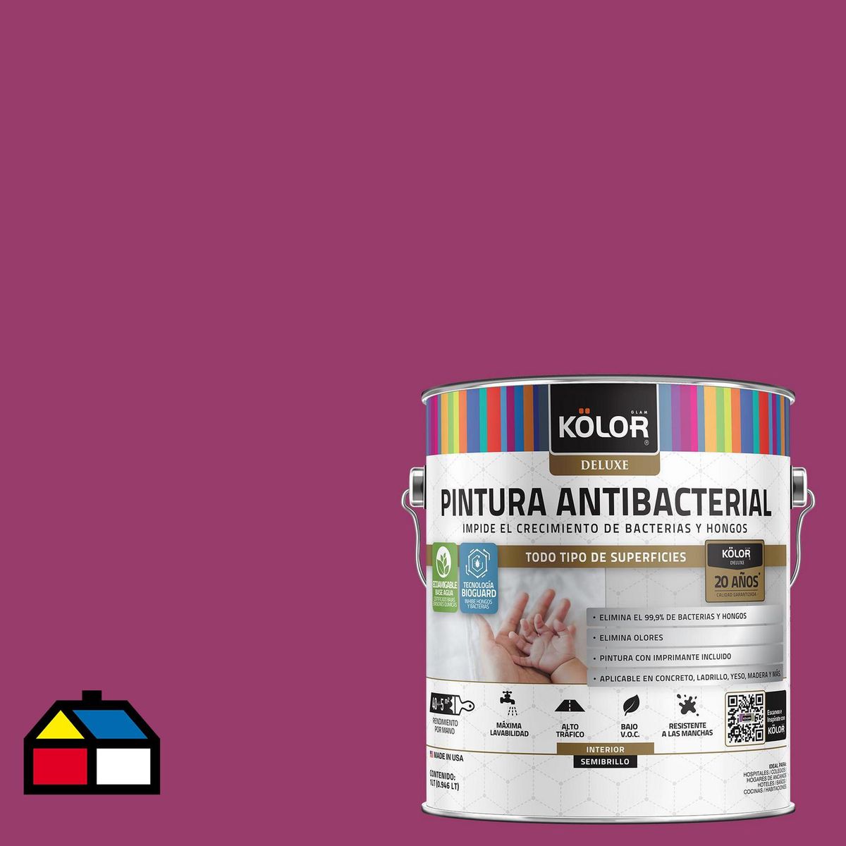 KOLOR - Pintura Antimicrobiana 1 galón(es) Semibrillante Fucsia Ibiza
