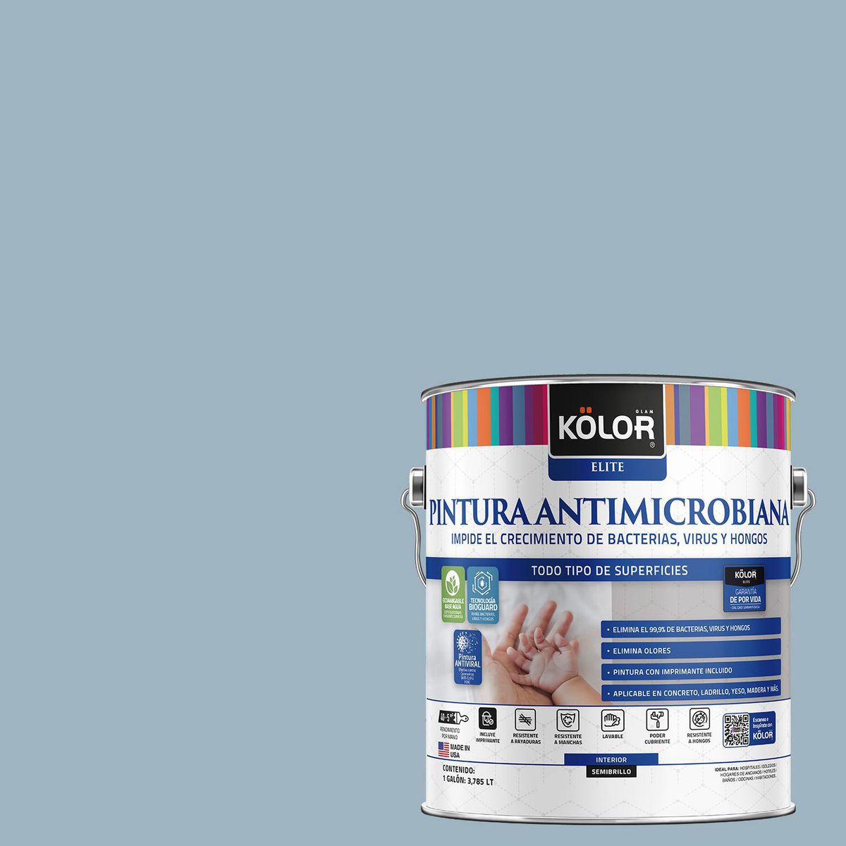 KOLOR - Pintura Antimicrobiana 1 galón(es) Semibrillante Gris Croasia