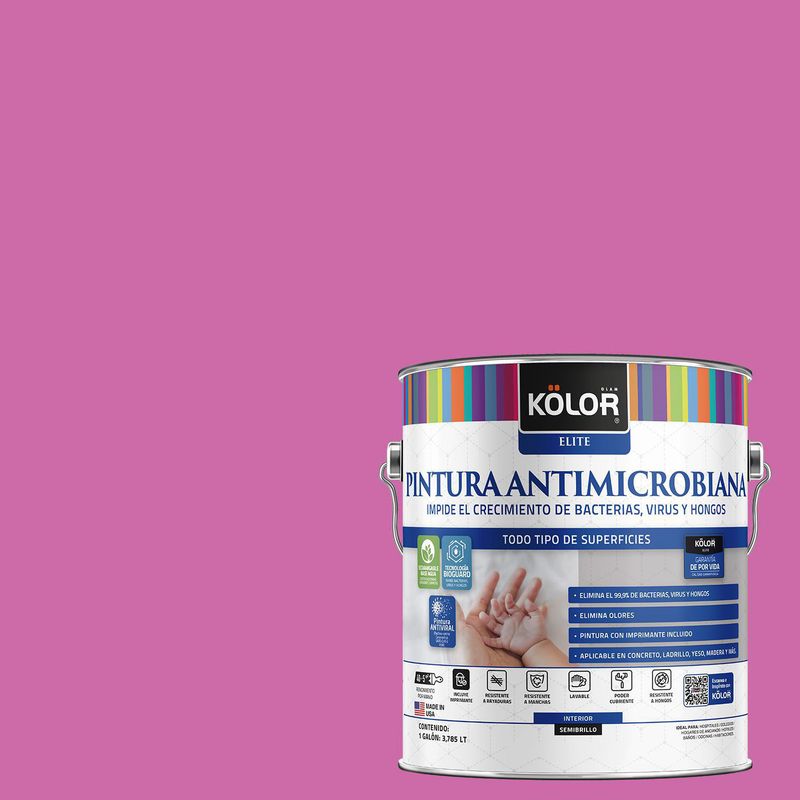 KOLOR - Pintura Antimicrobiana Semibrillante 1 galón(es) Fucsia Gibraltar