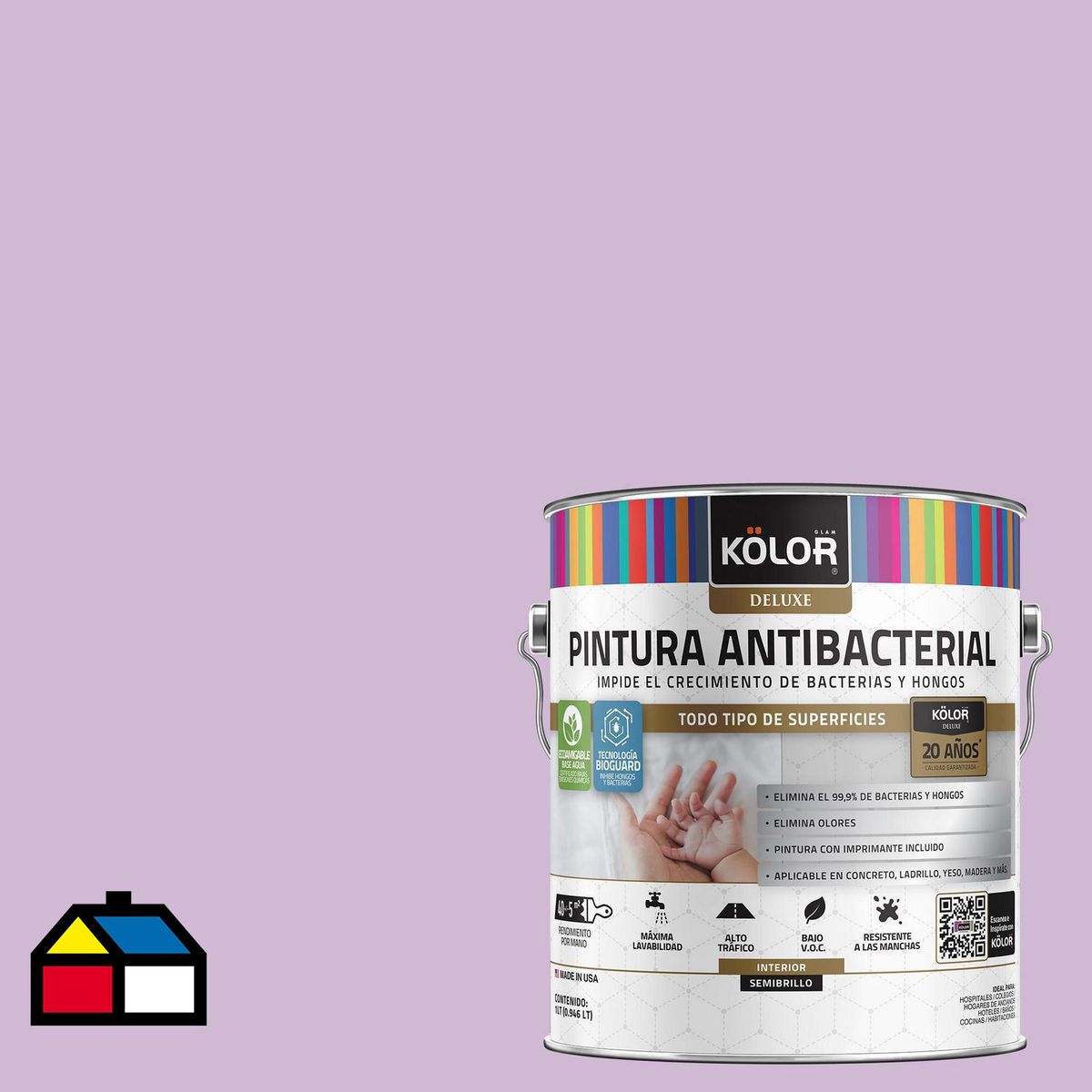 KOLOR - Pintura Antimicrobiana 1 galón(es) Semibrillante Púrpura Tampere