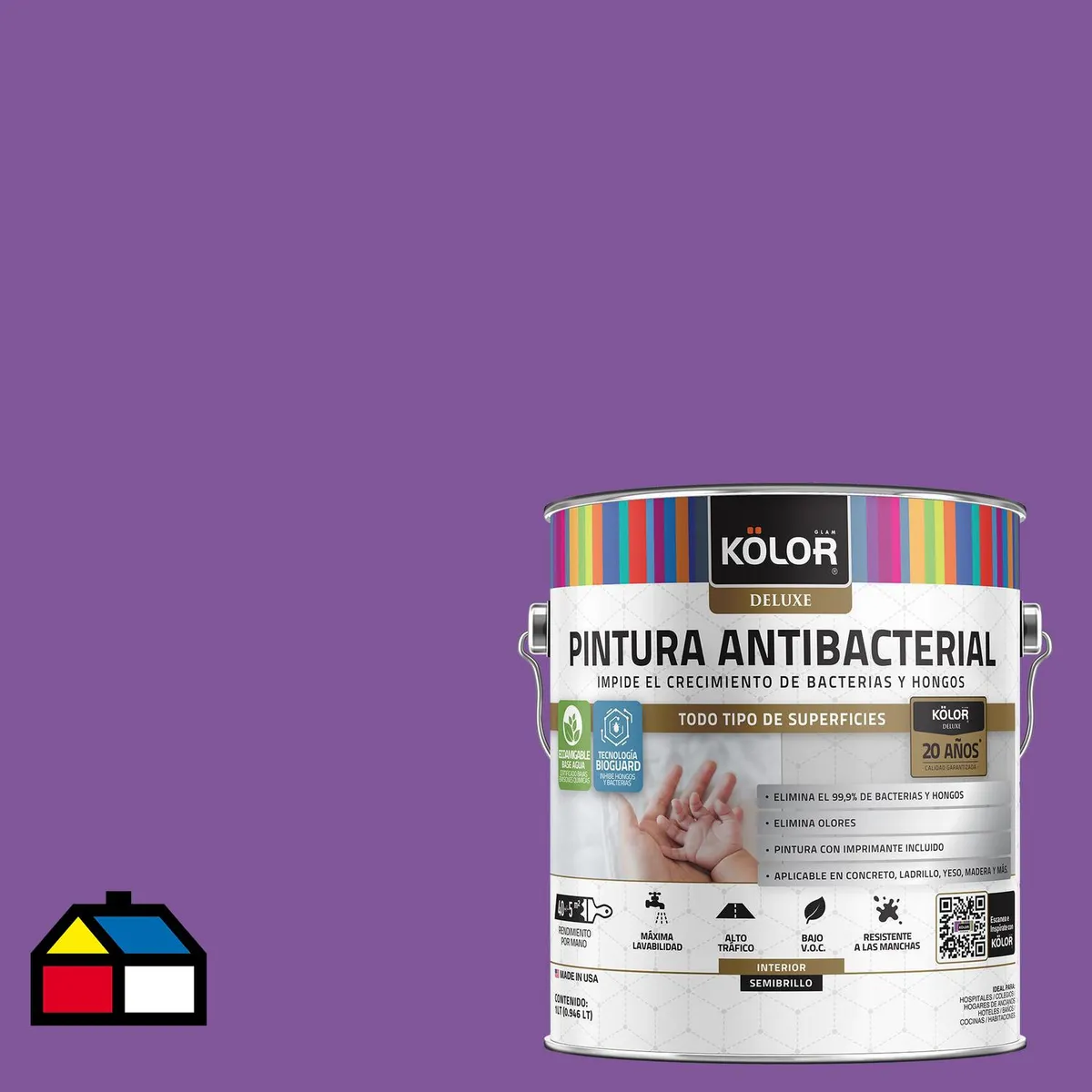 KOLOR - Pintura Antimicrobiana 1 galón(es) Semibrillante Púrpura Adana