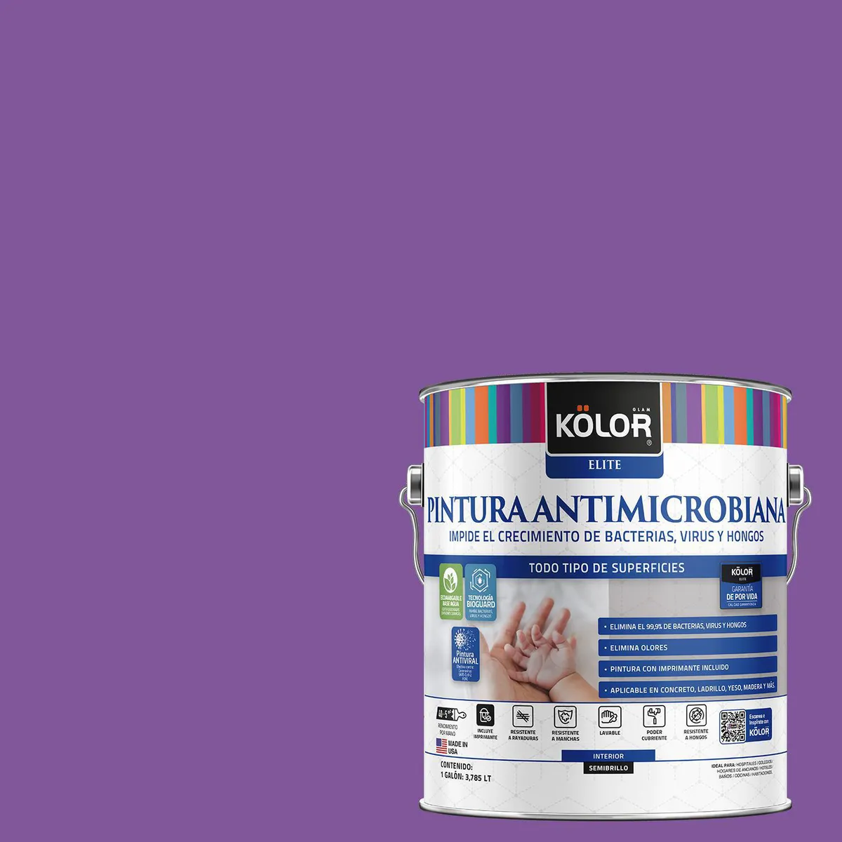 KOLOR - Pintura Antimicrobiana 1 galón(es) Semibrillante Púrpura Adana