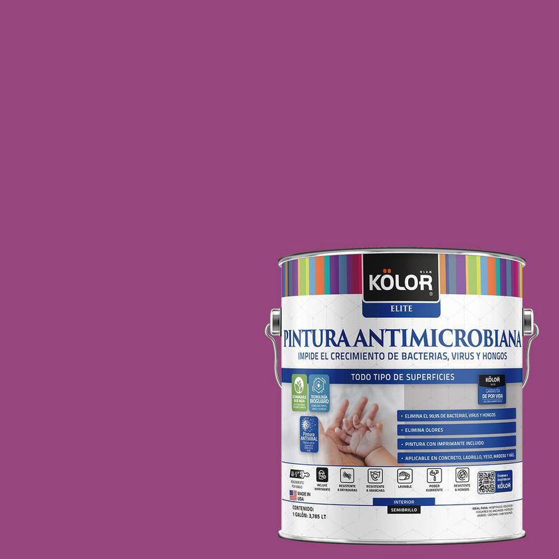 KOLOR - Pintura Antimicrobiana Semibrillante 1 galón(es) Fucsia Salem