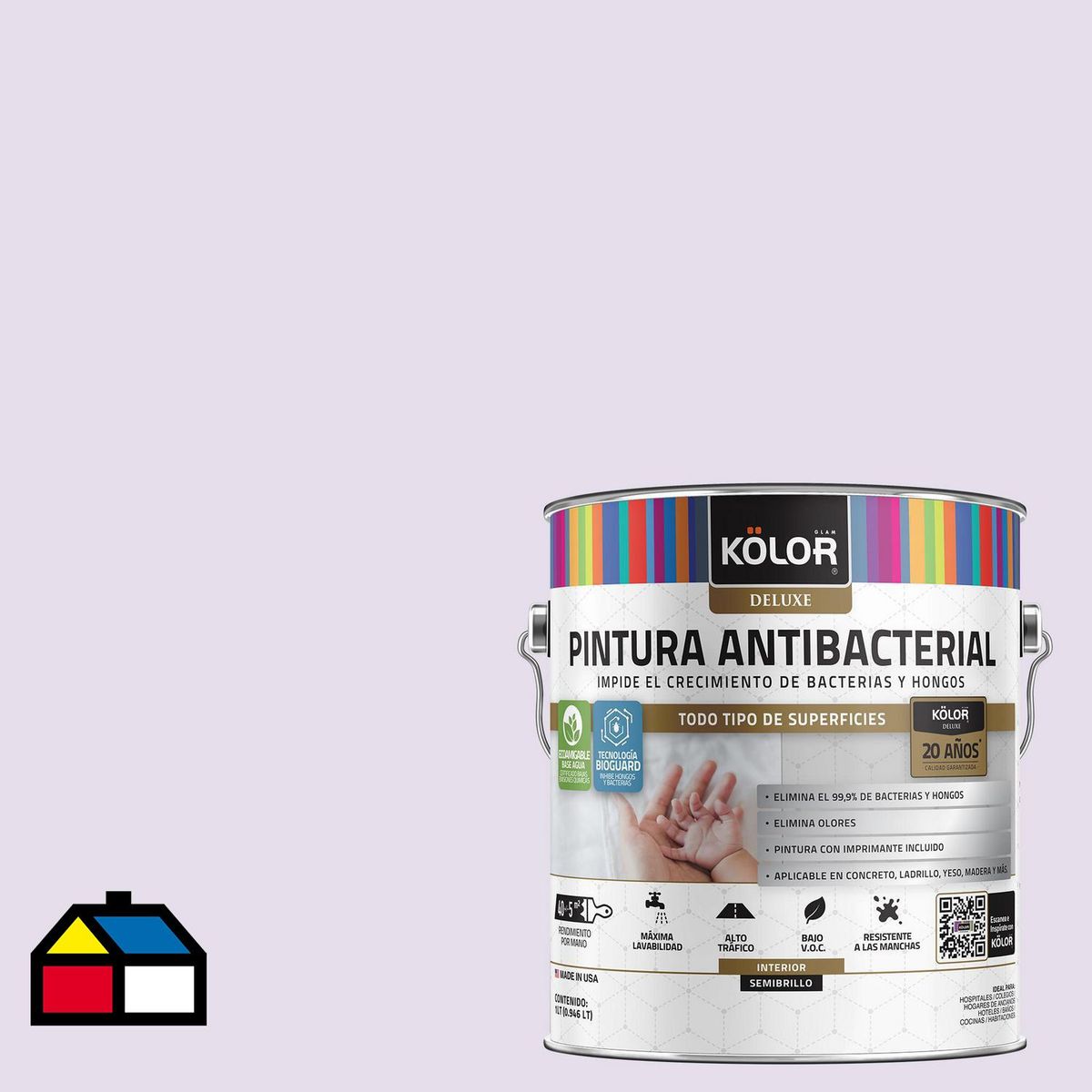 KOLOR - Pintura Antimicrobiana 1 galón(es) Semibrillante Púrpura Francia