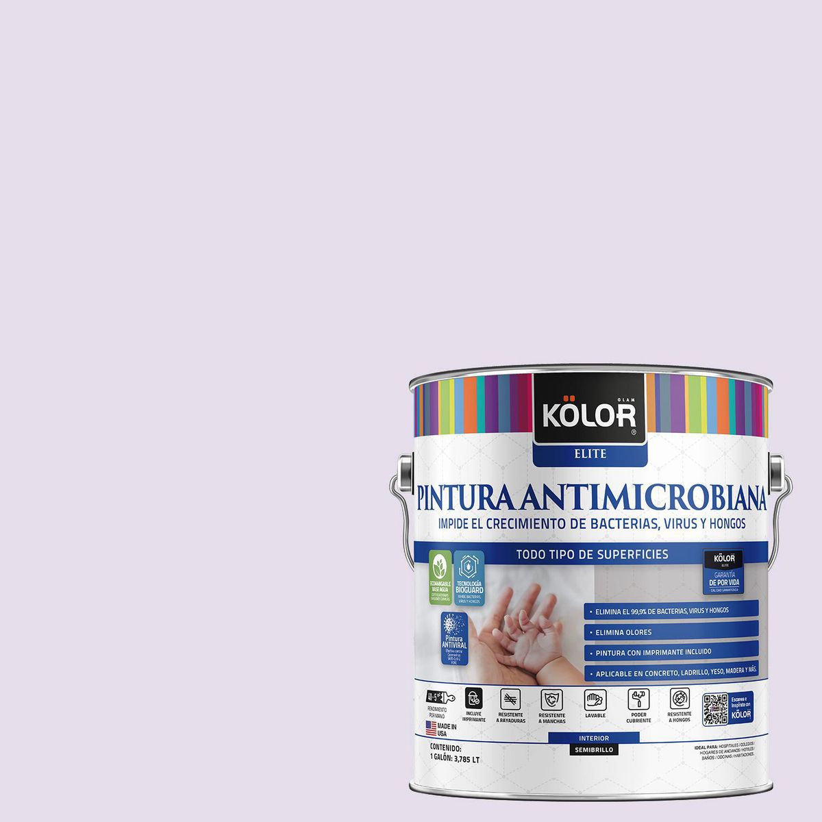 KOLOR - Pintura Antimicrobiana 1 galón(es) Semibrillante Púrpura Francia