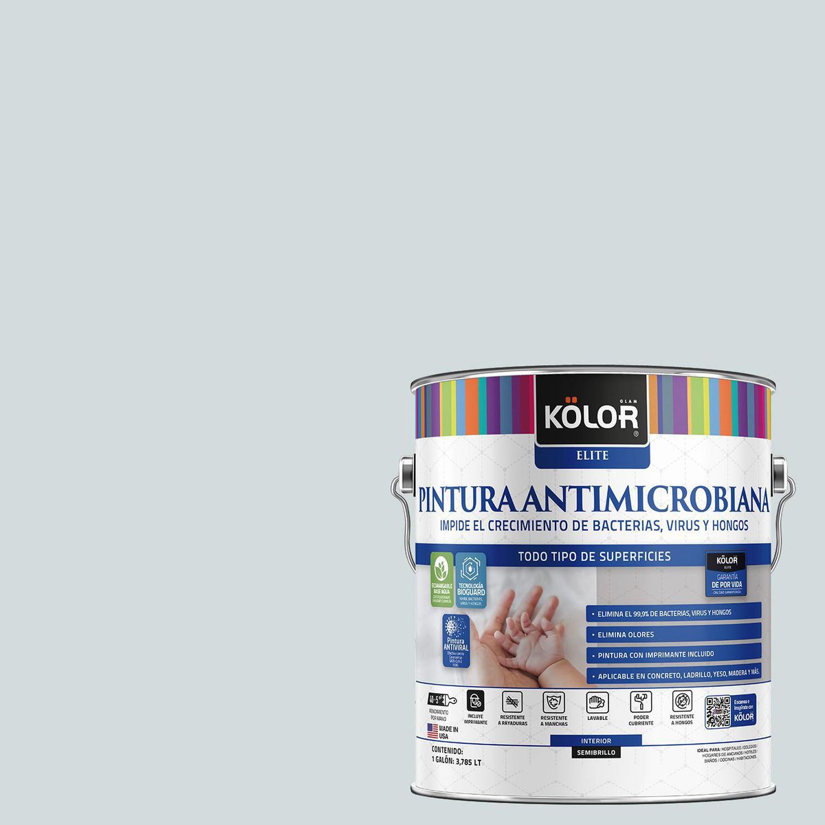 KOLOR - Pintura Antimicrobiana 1 galón(es) Semibrillante Celeste Tailandia
