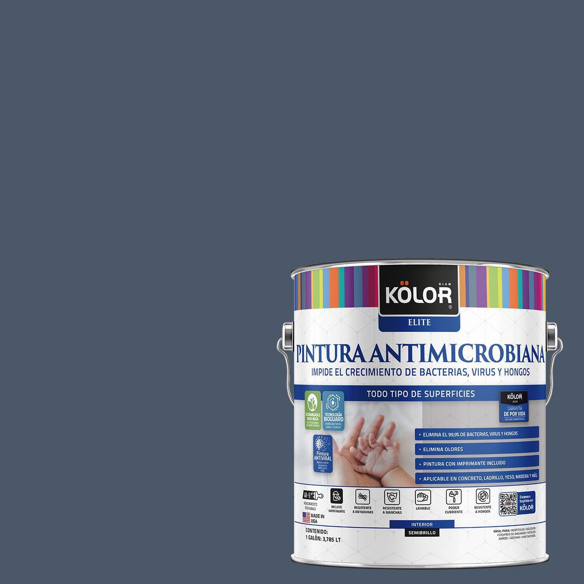 KOLOR - Pintura Antimicrobiana 1 galón(es) Semibrillante Gris Rusia
