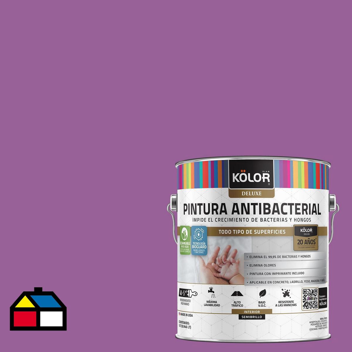 KOLOR - Pintura Antimicrobiana 1 galón(es) Semibrillante Púrpura Oristano