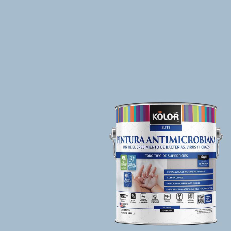 KOLOR - Pintura Antimicrobiana Semibrillante 1 galón(es) Celeste Almeria 