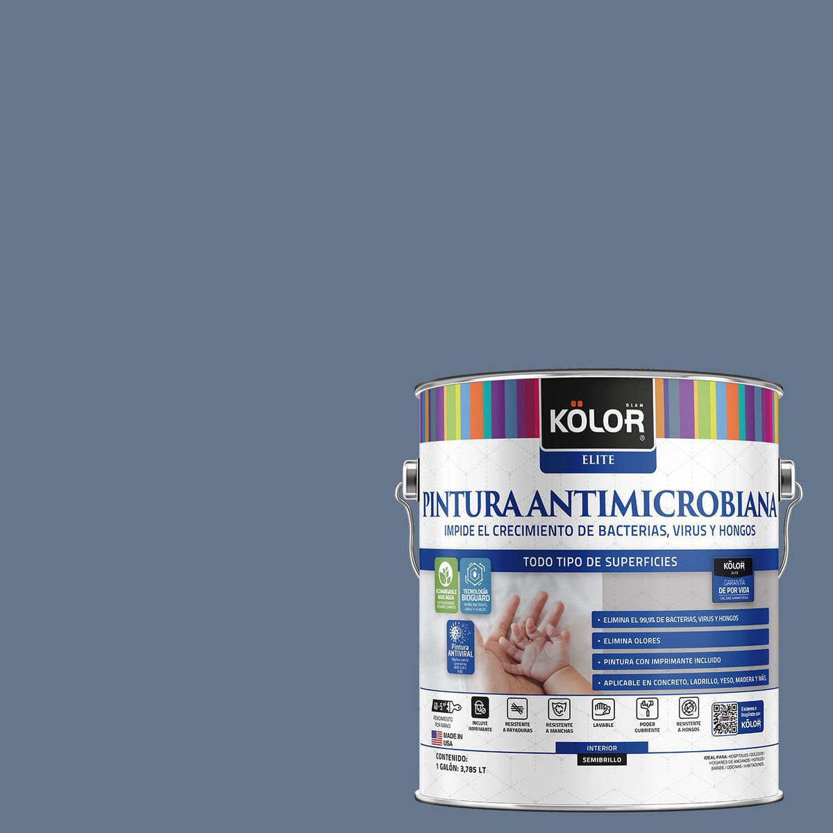 KOLOR - Pintura Antimicrobiana Semibrillante 1 galón(es) Gris Sorsogon 