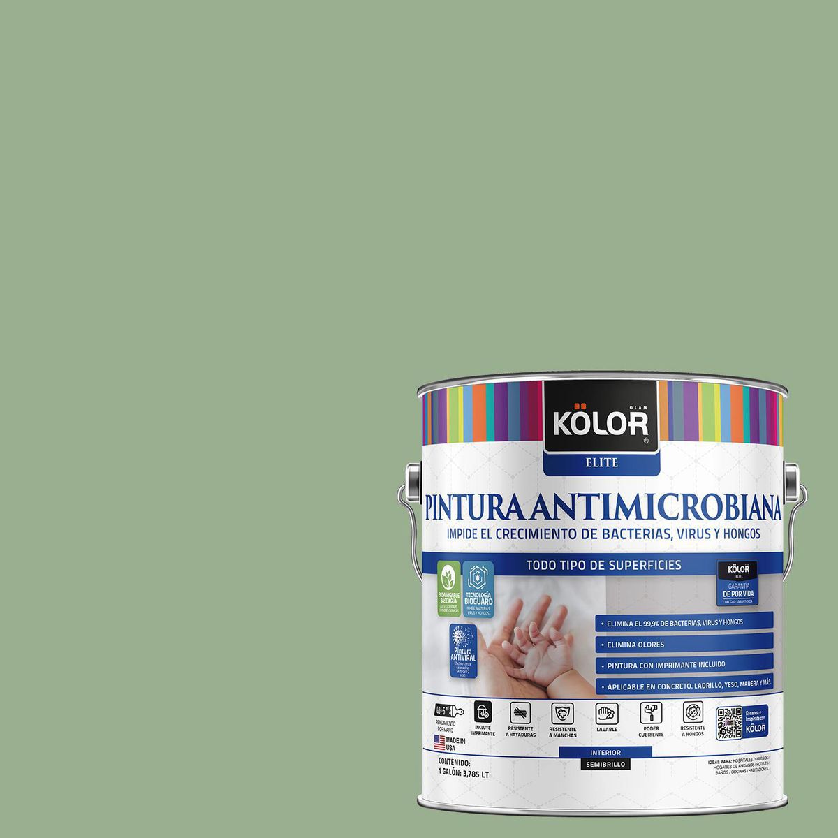 KOLOR - Pintura Antimicrobiana 1 galón(es) Semibrillante Verde Kaunas
