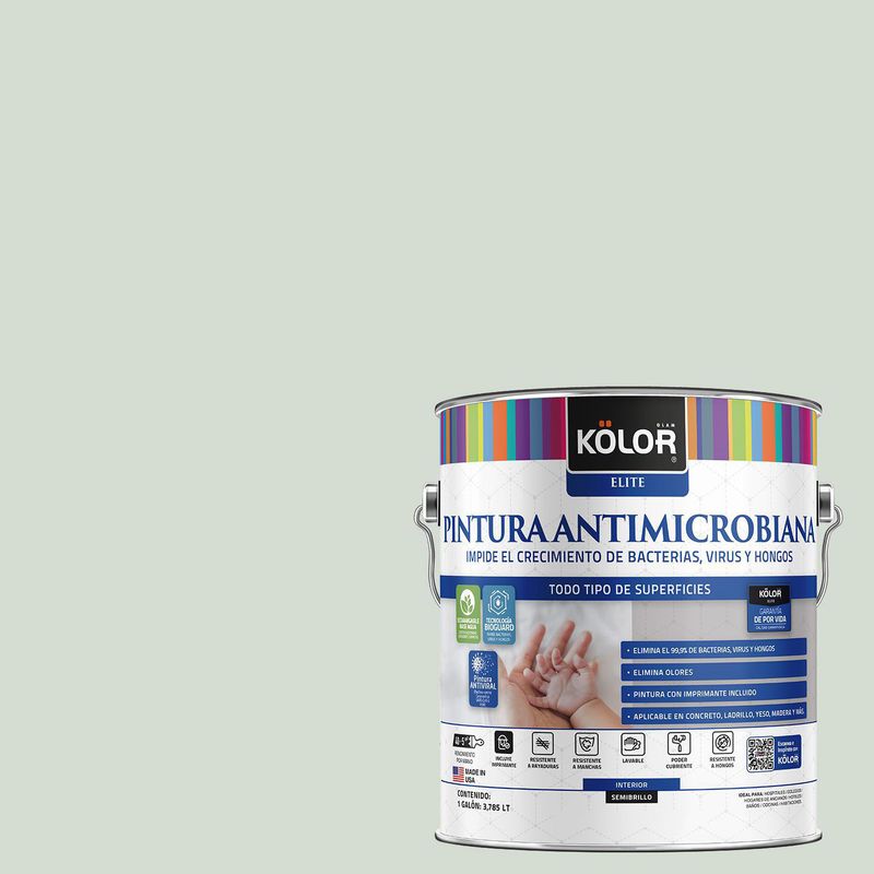 KOLOR - Pintura Antimicrobiana Semibrillante 1 galón(es) Verde Ararat