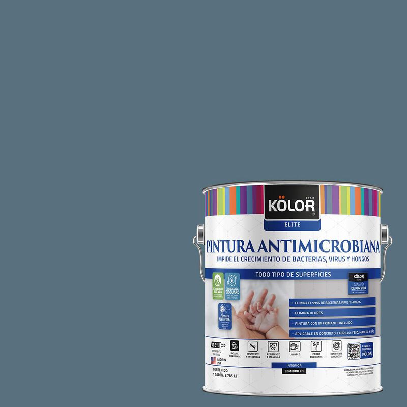 KOLOR - Pintura Antimicrobiana Semibrillante 1 galón(es) Azul Samoa 
