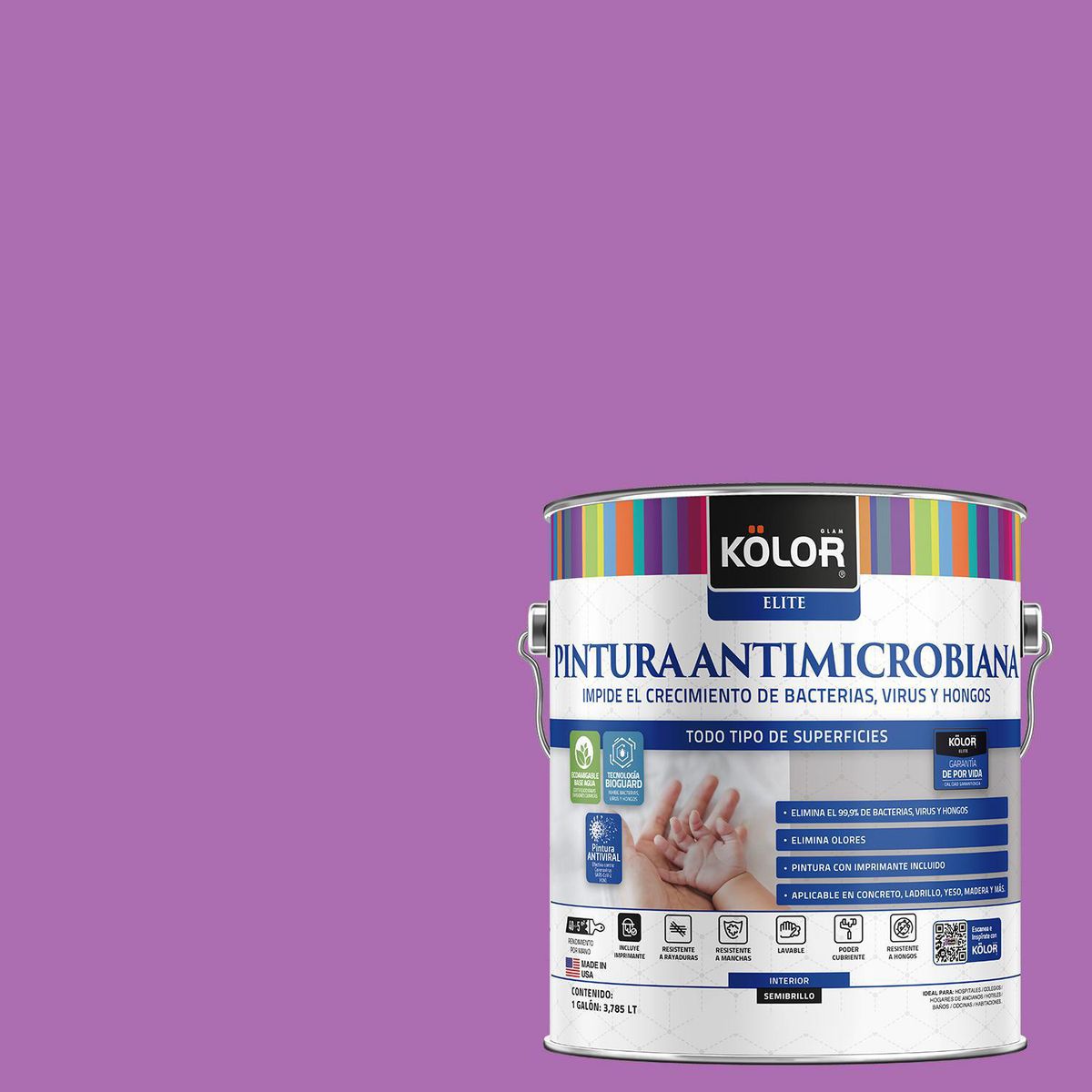 KOLOR - Pintura Antimicrobiana 1 galón(es) Semibrillante Beige Benin