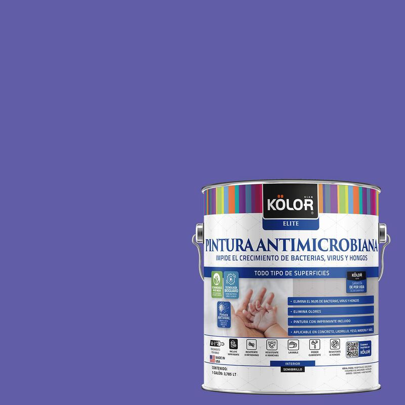 KOLOR - Pintura Antimicrobiana Semibrillante 1 galón(es) Púrpura Basel 