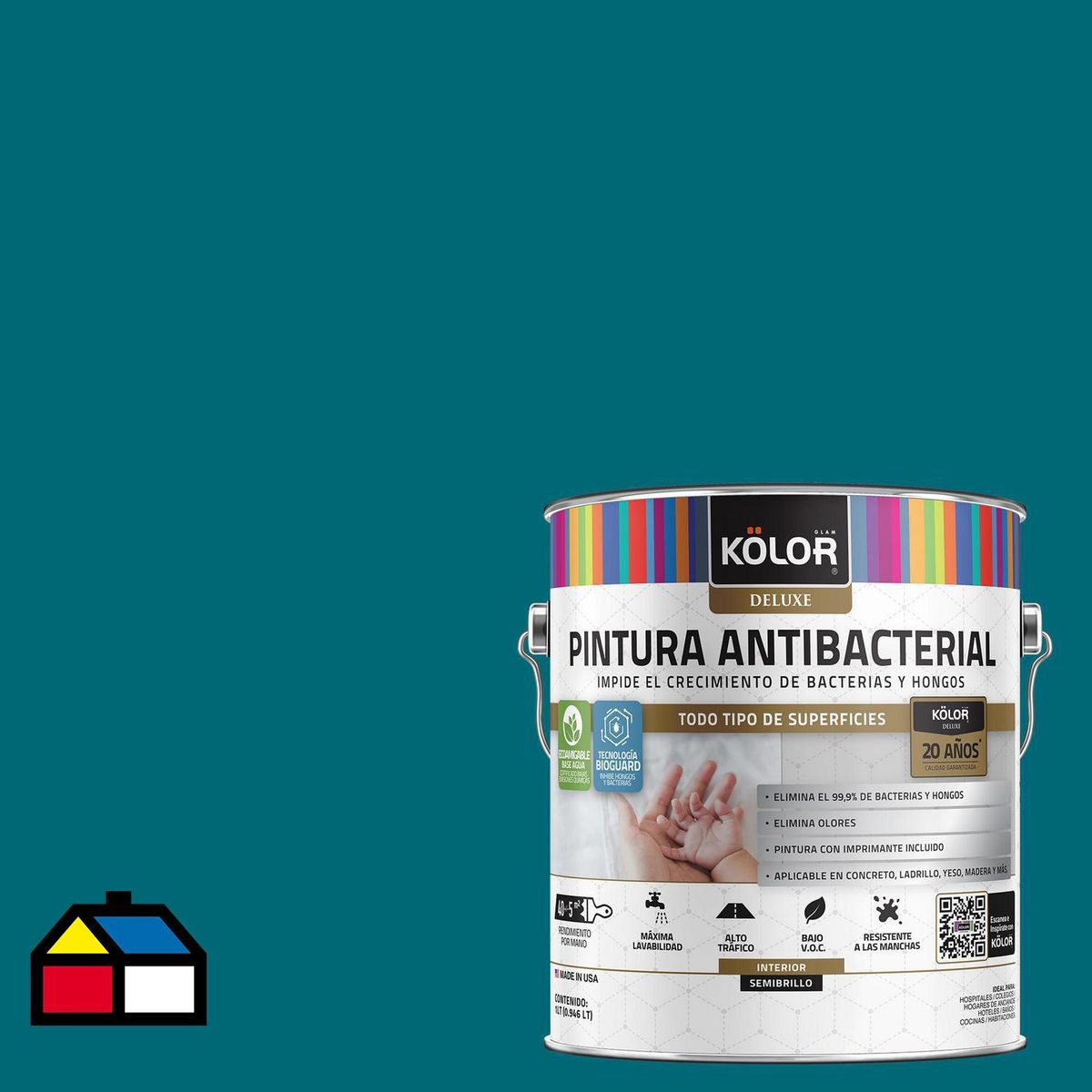 KOLOR - Pintura Antimicrobiana 1 galón(es) Semibrillante Verde Hopa